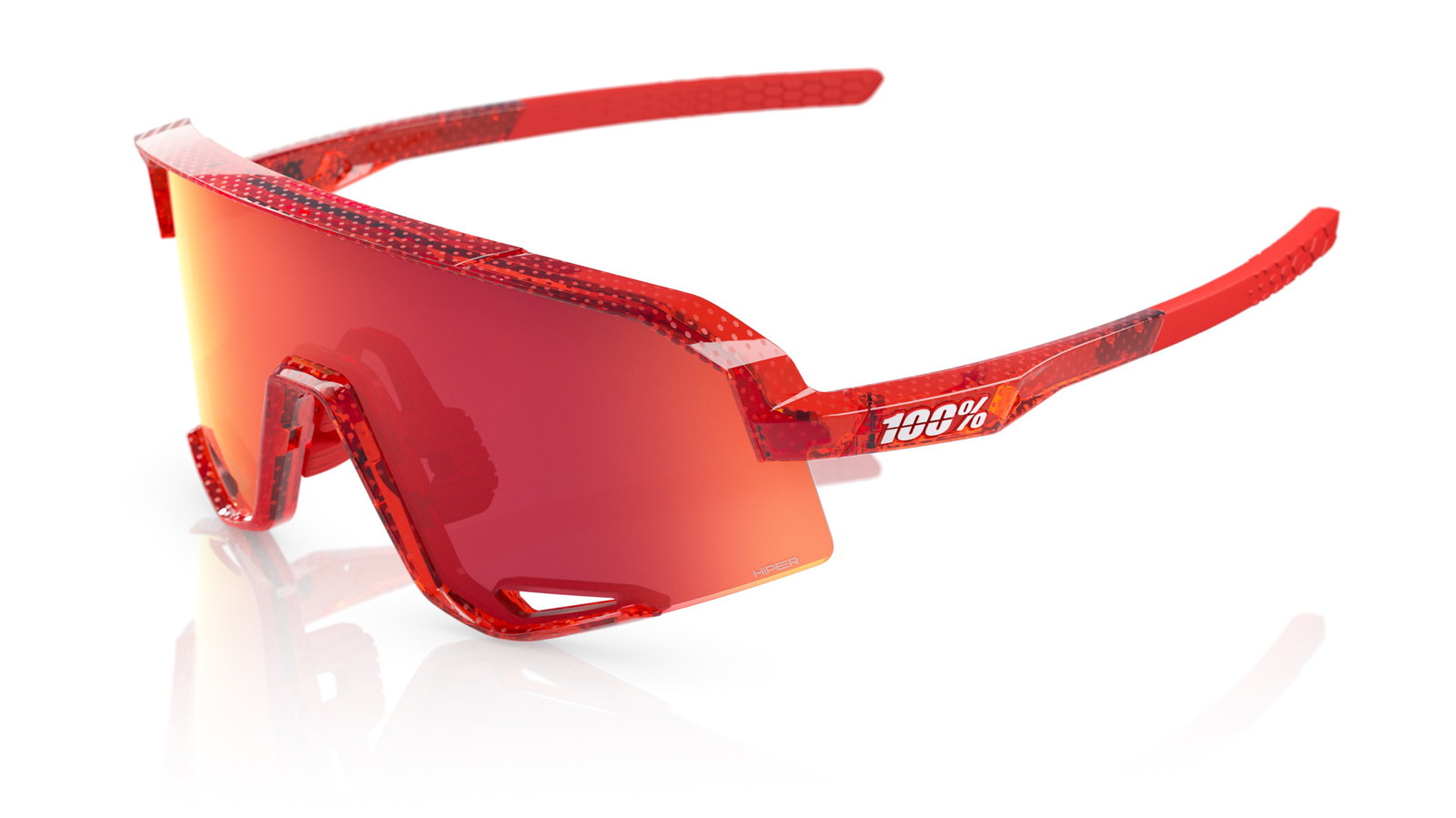 3 Quarter view of SLENDALE® Campari Translucent Red HiPER® Fire Red Mirror Lens