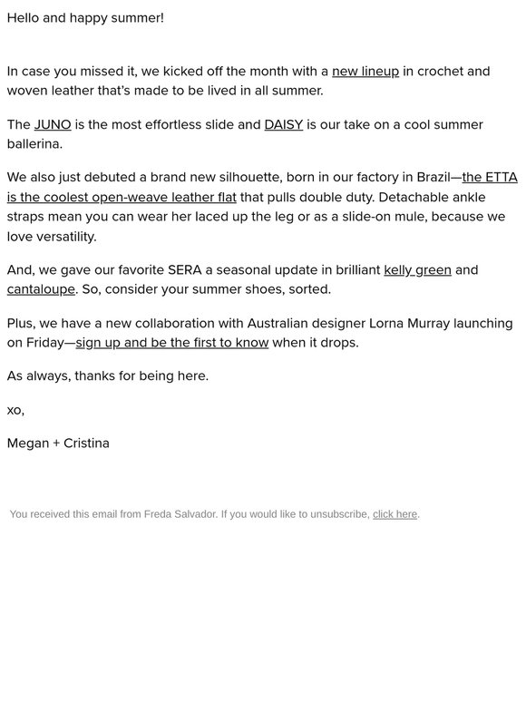 Founder note from Megan + Cristina