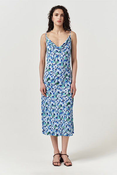Stacy Cowl Neck Crepe Midi Dress