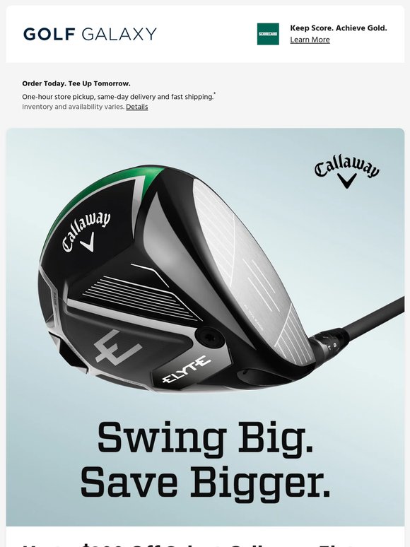 Up to $300 off select Callaway Elyte clubs 🏌️