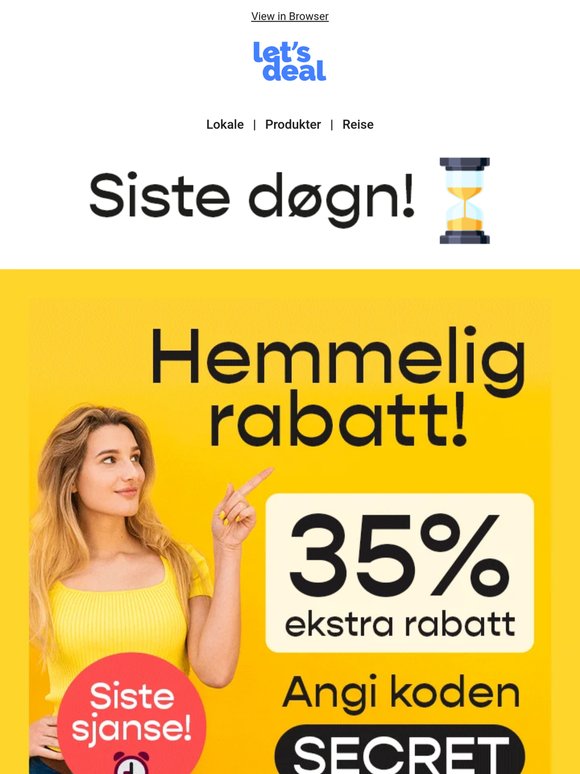 Siste døgn ⏰ Få hemmelig rabatt frem til midnatt
