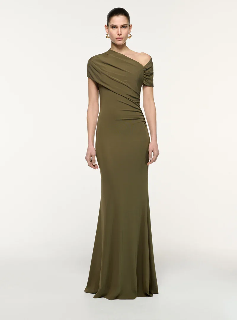 ASYMMETRIC DRAPE GOWN