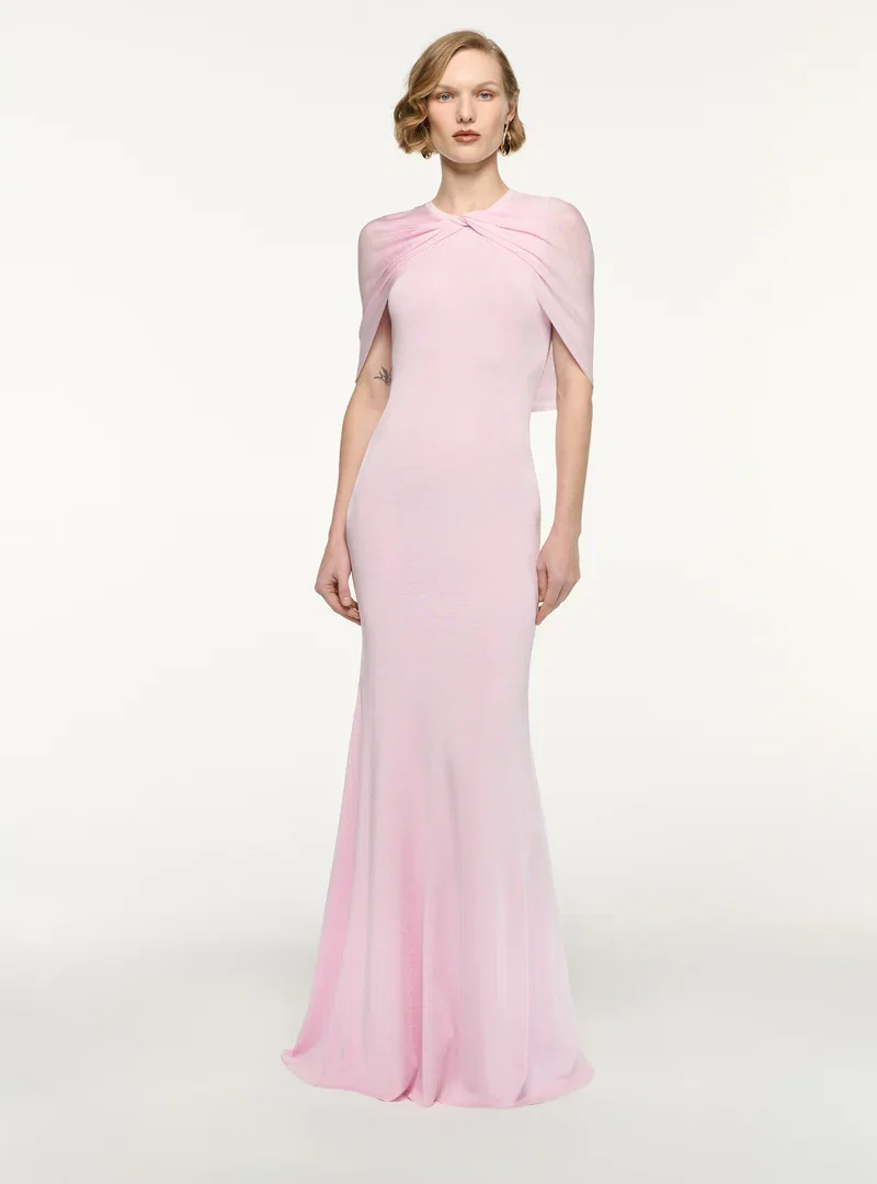 TWIST DRAPE VISCOSE KNIT DRESS