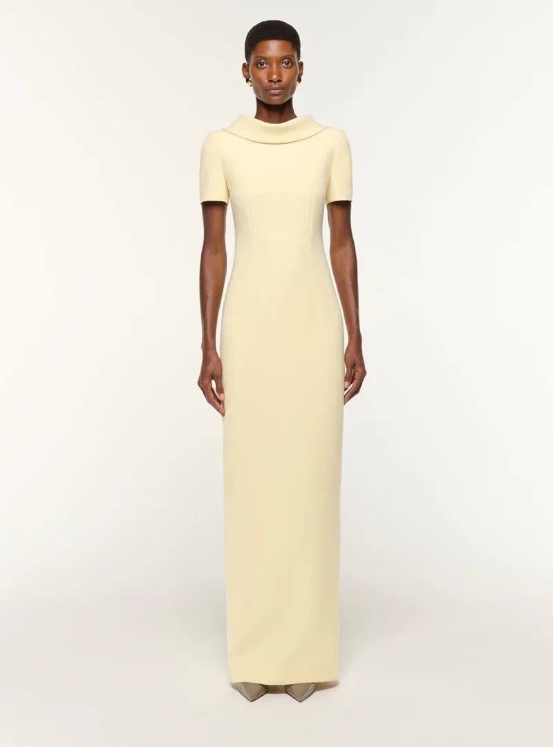 COLLARED CREPE GOWN