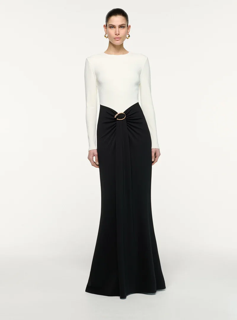 WATERFALL CONTRAST DRAPE GOWN