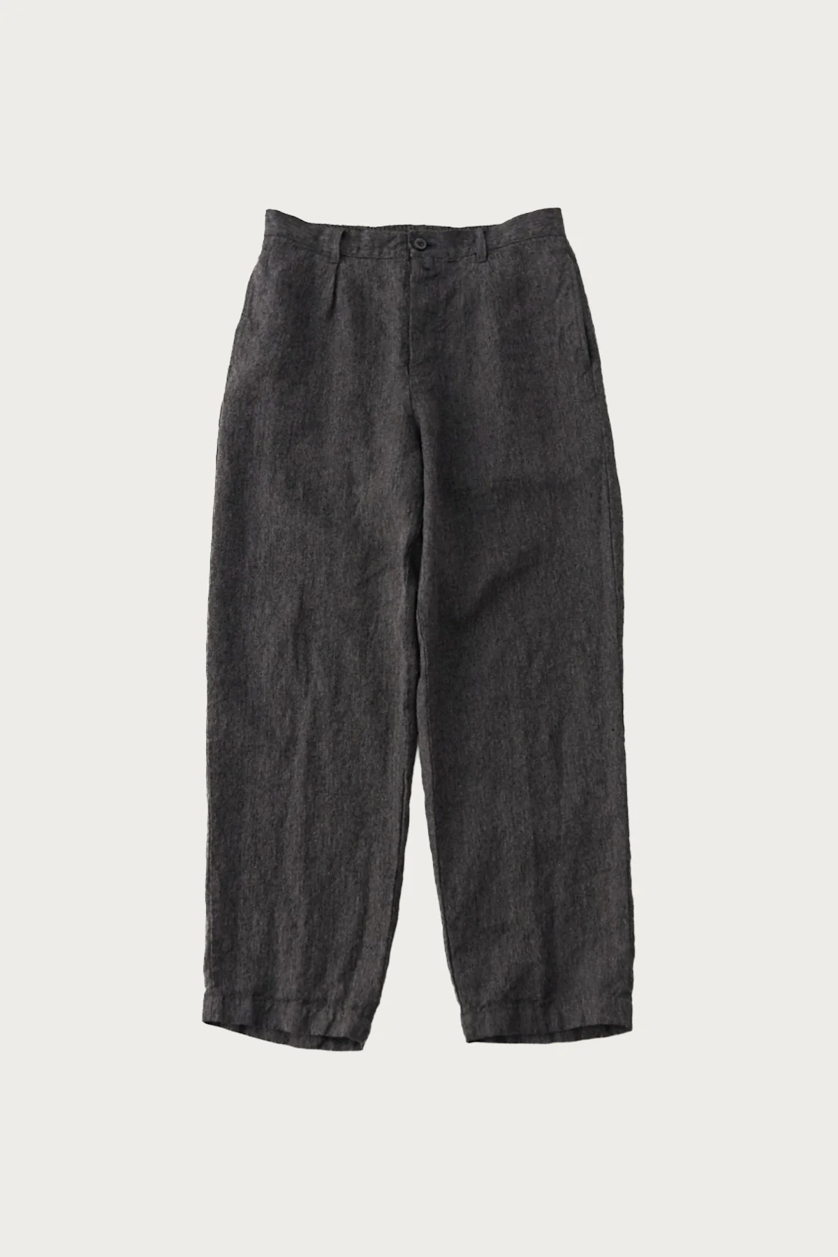 Image of Linen Melange Twill Easy Trousers - Black