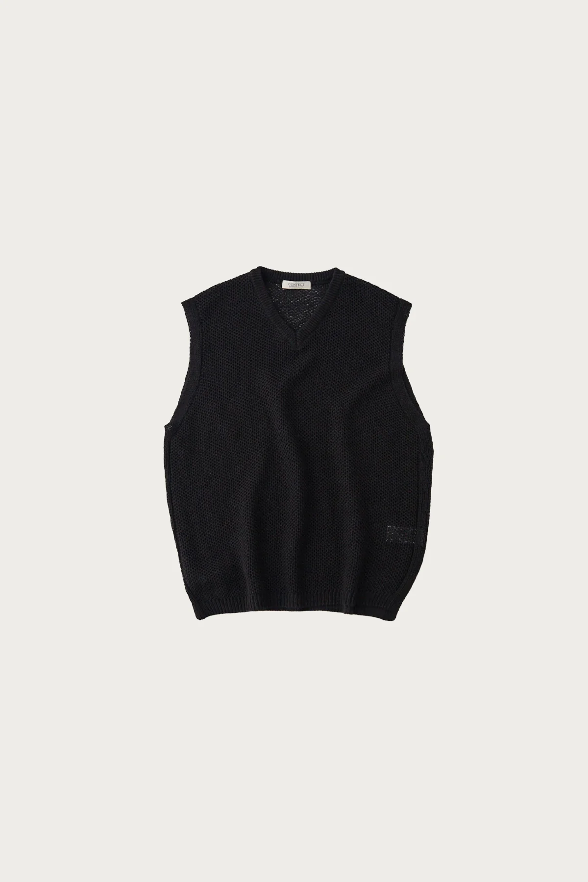 Image of Linen Cotton Hemp Knit Vest - Black