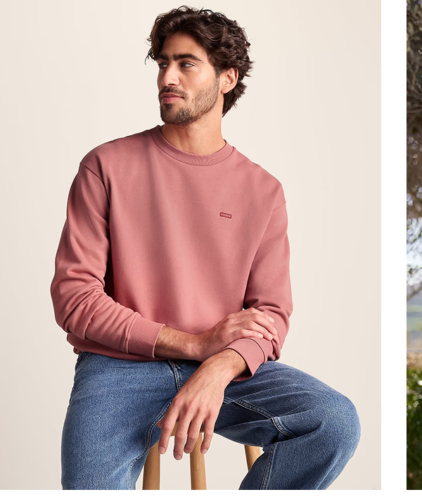 Warren Mens Relaxed Fit 100% Cotton Heavyweight Sweat - Redwood