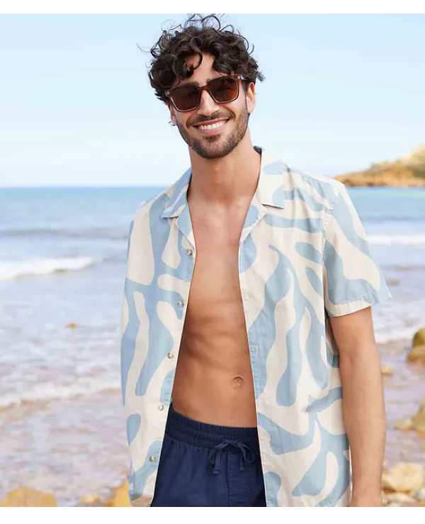 Strichen Mens Short Sleeve 100% Cotton Supersoft Shirt - Summer Sky
