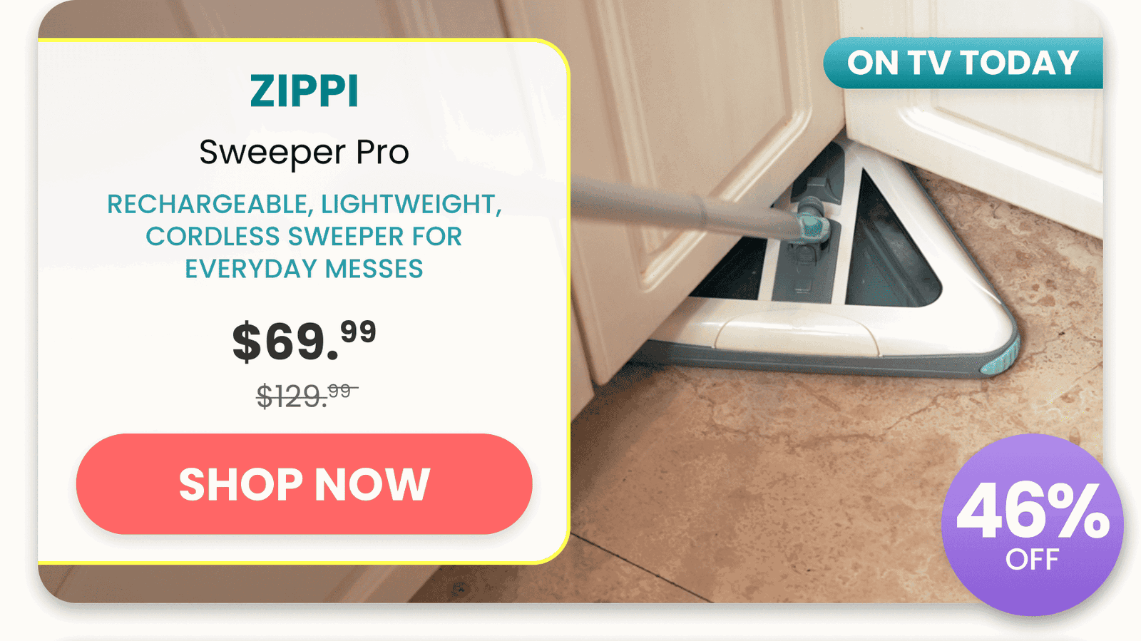 Zippi Sweeper Pro/Rechargeable, lightweight, cordless sweeper for everyday messes