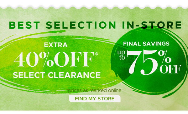 Extra 40% Off Select Clearance