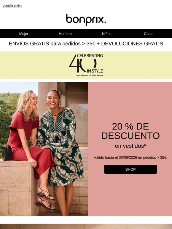 20 % de descuento en todos los vestidos 💃