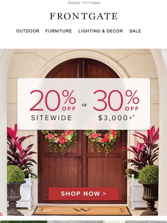 Starts Today! 20% off sitewide or 30% off $3,000+