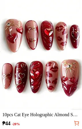 10pcs Cat Eye Holographic Almond...