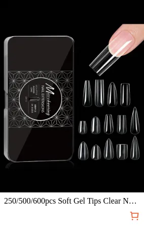 250/500/600pcs Soft Gel Tips Clear...