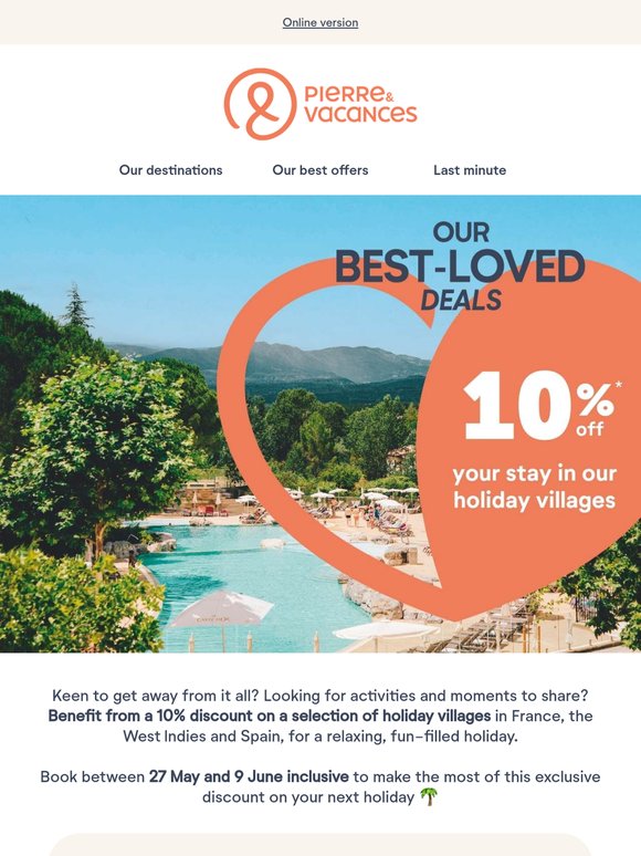 10% off your stay in our holiday villages