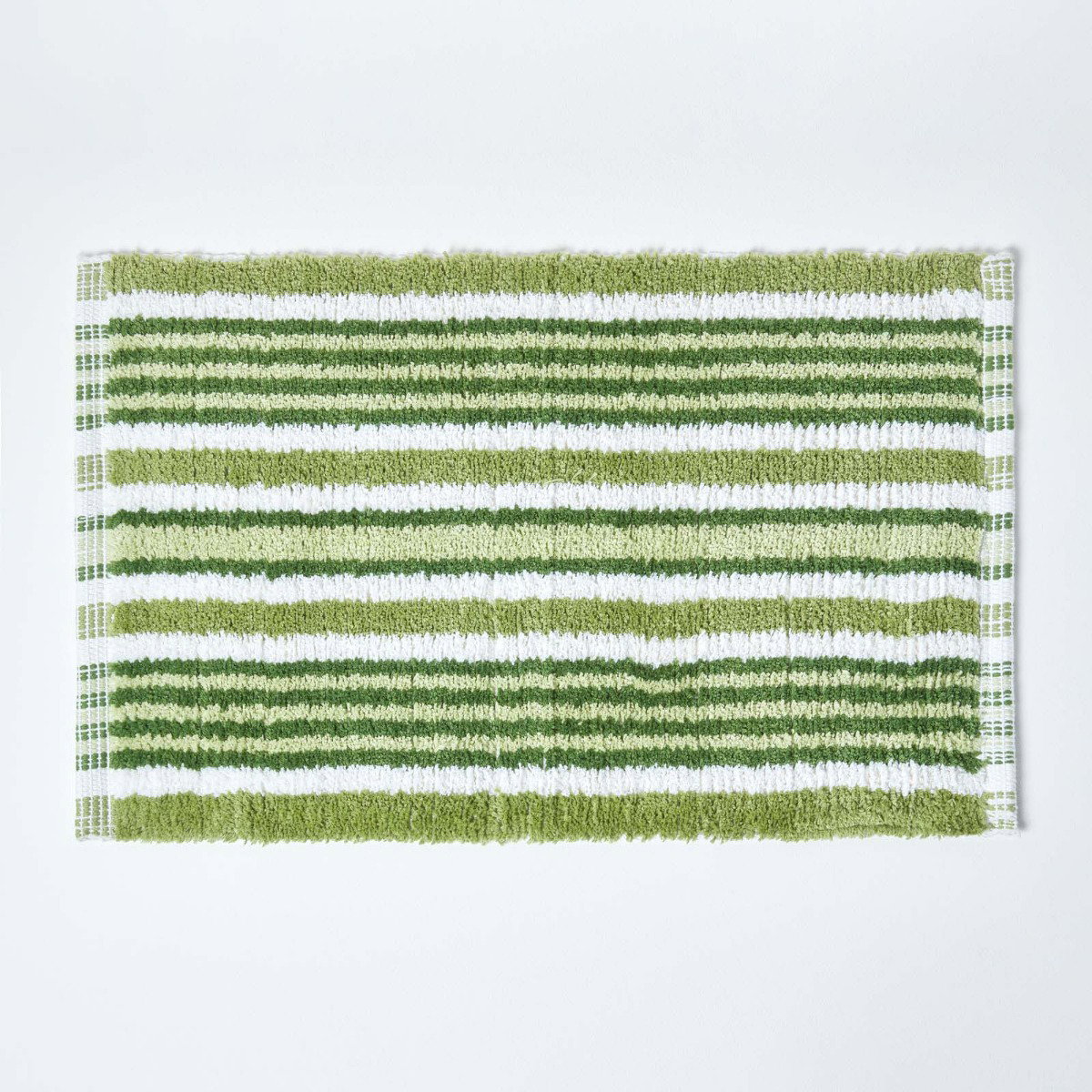 Image of Handloomed Striped Cotton Green Bath Mat