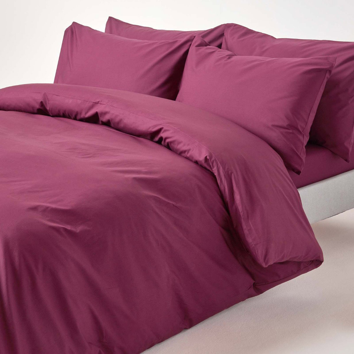 Image of Plum Egyptian Cotton Duvet Cover with Pillowcases 200 TC, Double
