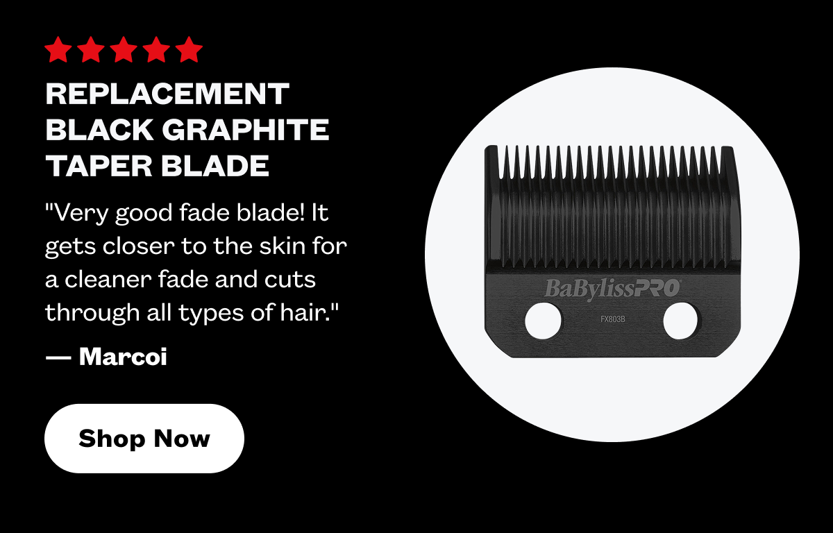 Replacement Black Graphite Taper Blade I "Very good fade blade! It gets closer to the skin for a cleaner fade and cuts through all types of hair." - Marcoi I Shop Now
