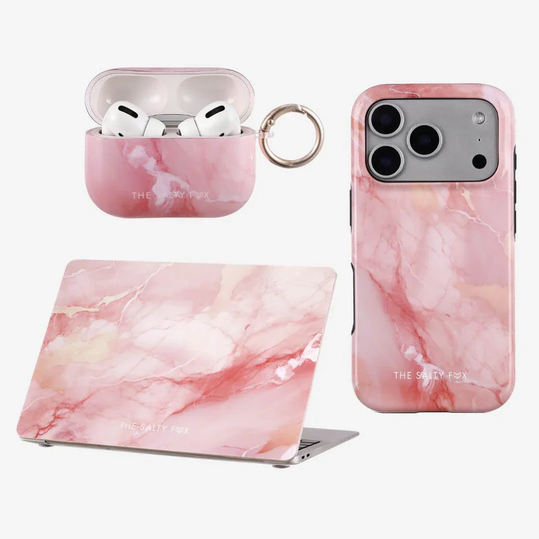 Image of Rose Marble Cases Bundle - Phone, Macbook & Airpods