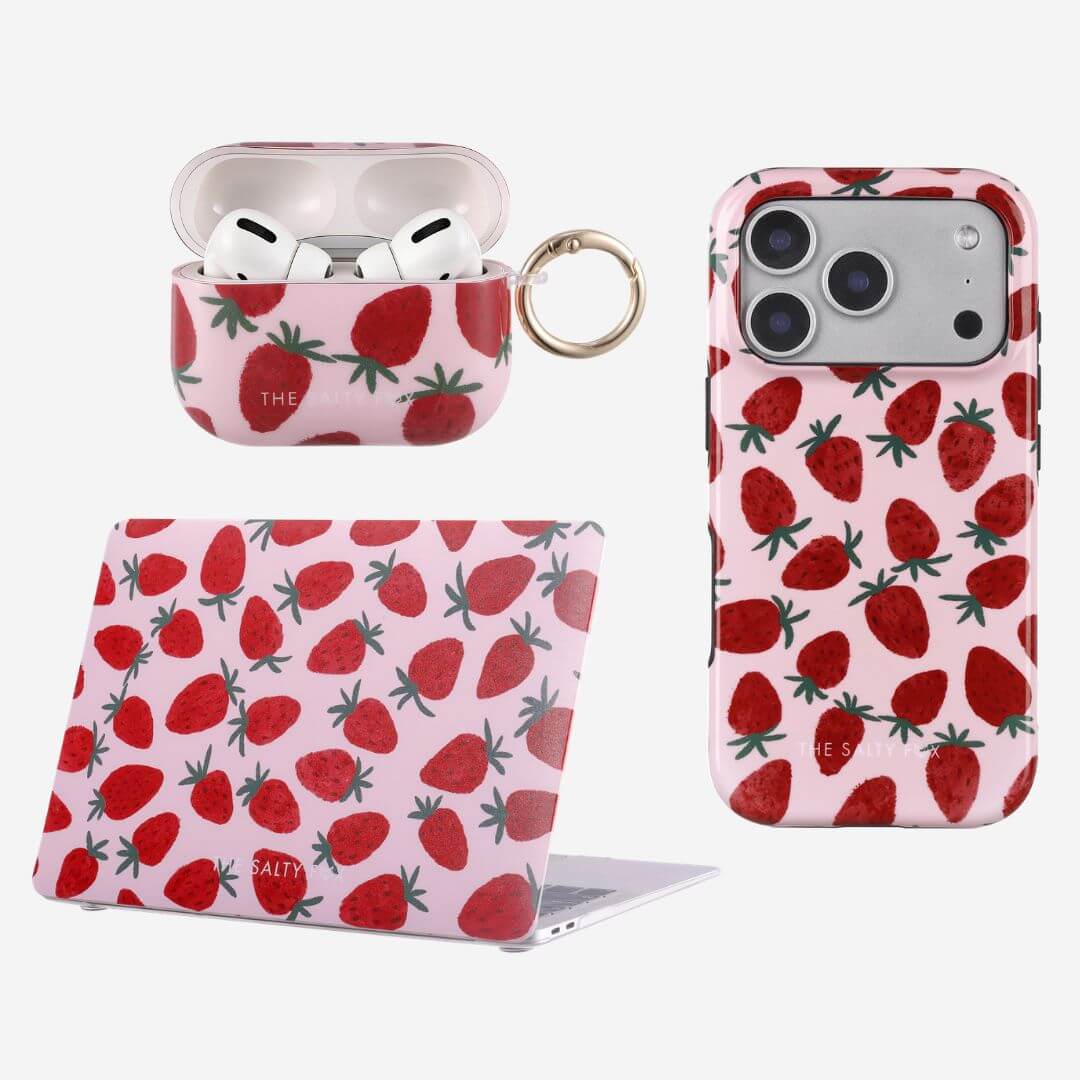 Image of Strawberry Kisses Cases Bundle - Phone, Macbook & Airpods