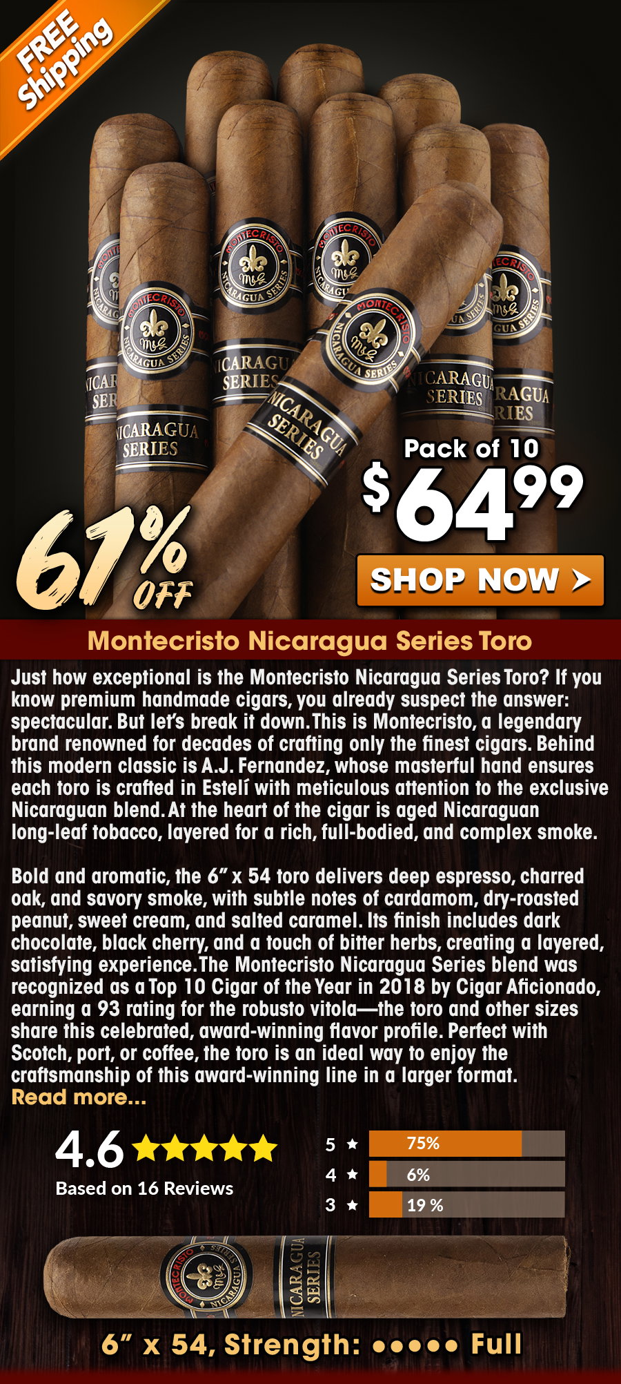 Montecristo Nicaragua Series Toro