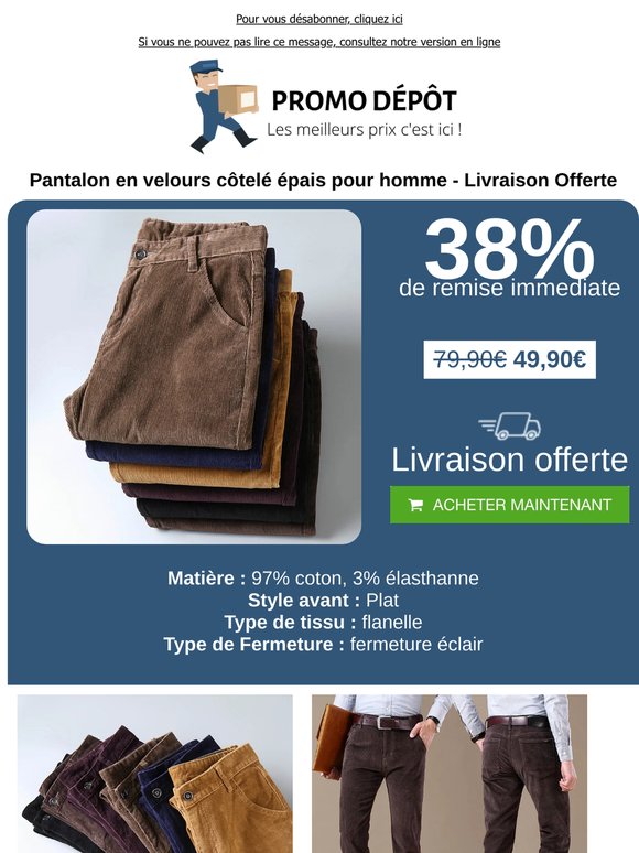 Decouvrez nos Pantalons en velours côtelés épais pour Homme