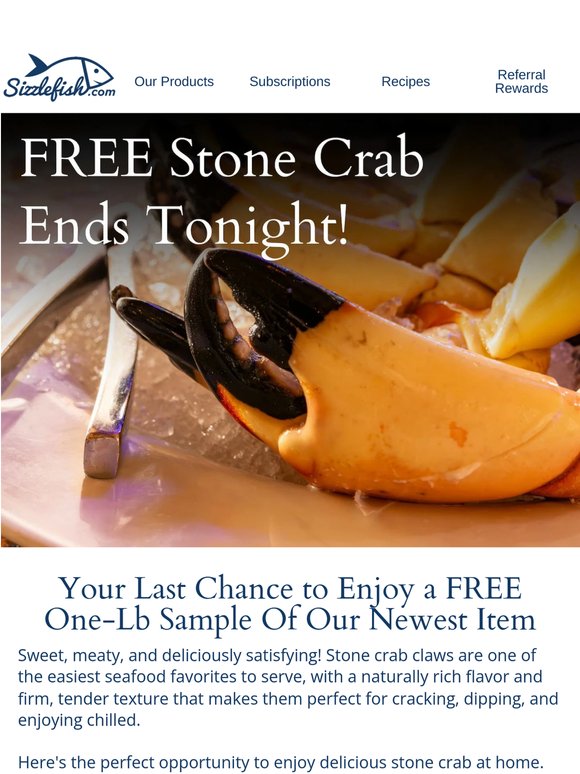 FREE Stone Crab Ends Tonight!