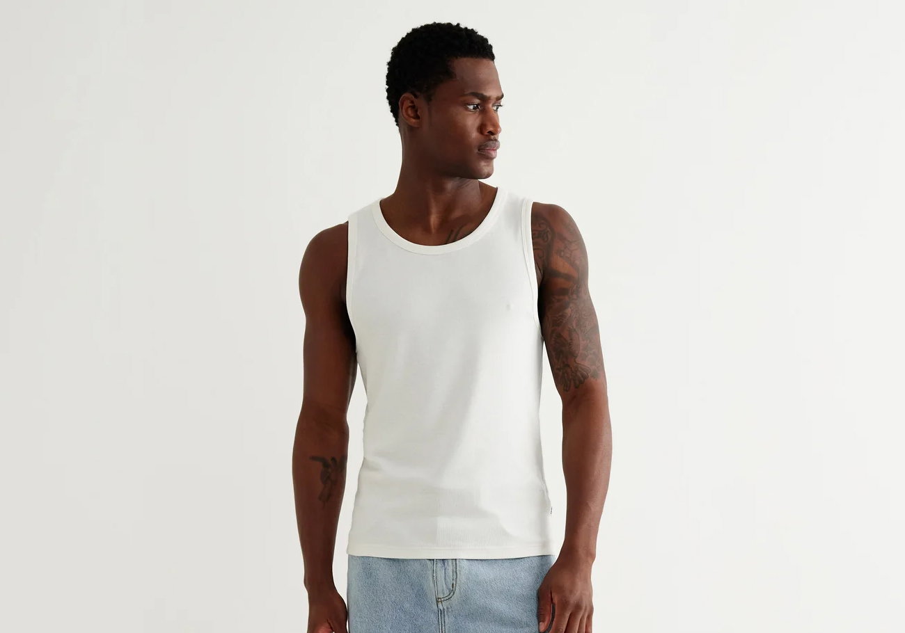 Montague - White Ribbed Organic Cotton Vest