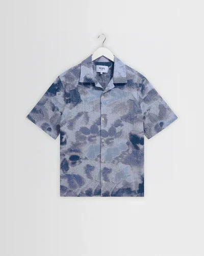 Didcot - Blue Watercolour Print Short-Sleeve Shirt