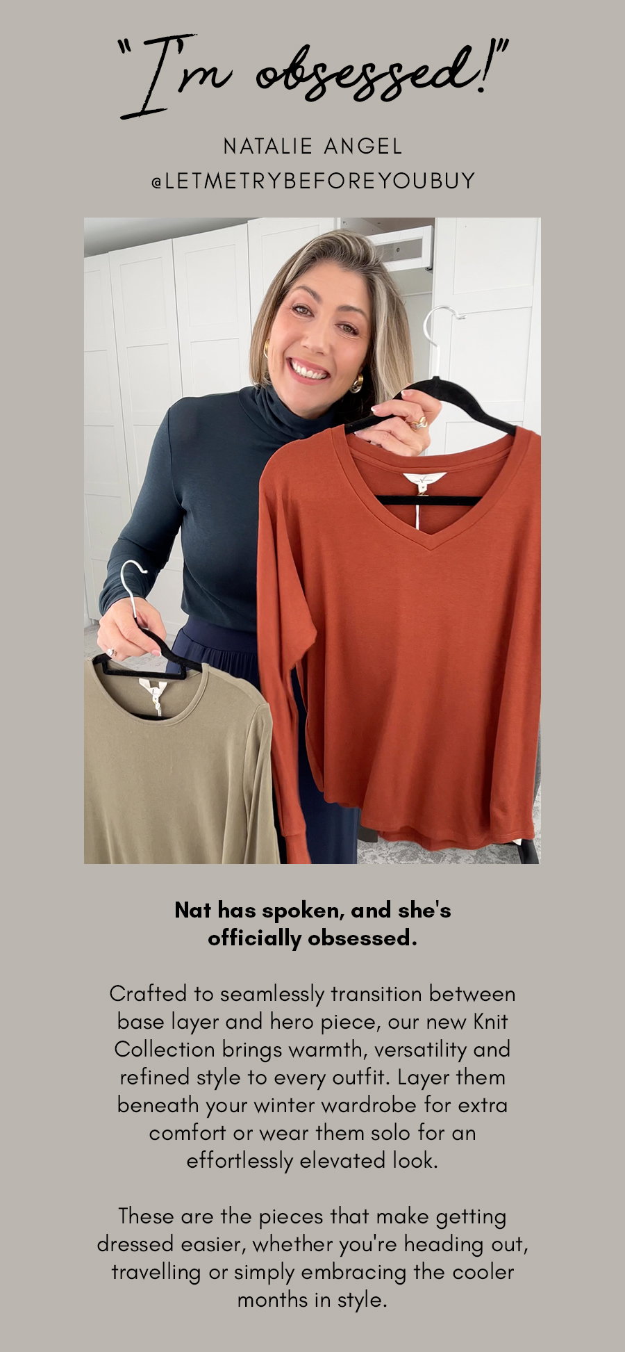 Natalie Angel is obsessed with our new Knitwear Collection!