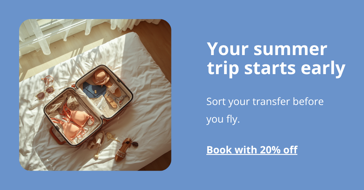 image of suitcase and text encouraging the user to check their price
