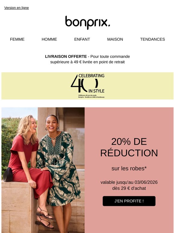 20% de réduction sur toutes les robes 💃