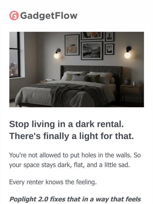 No drill. No landlord drama. This lights up any wall. 💡