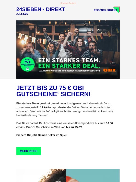 OBI Gutscheine¹, Fußball-Umfrage und weitere Highlights