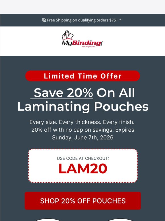 20% Off All Laminating Pouches 📁