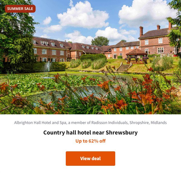 Country hall hotel near Shrewsbury