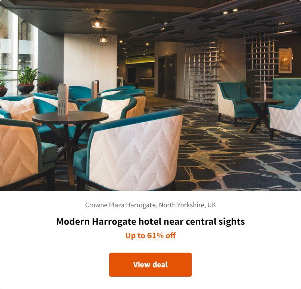 Modern Harrogate hotel near central sights