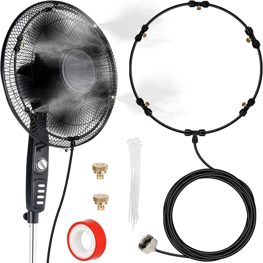 Outdoor Misting Fan Kit with Brass Nozzles for Patio, Backyard, and Garden Cooling