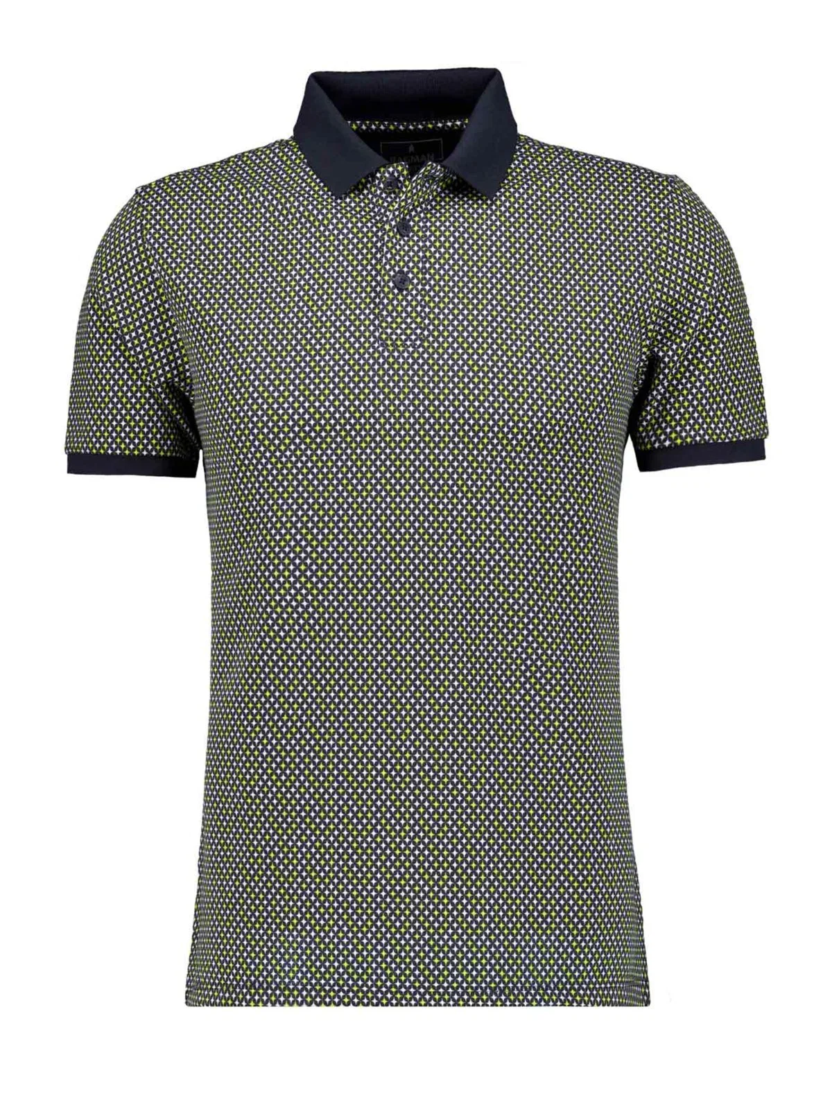 Moisture-regulating performance polo shirt with star print