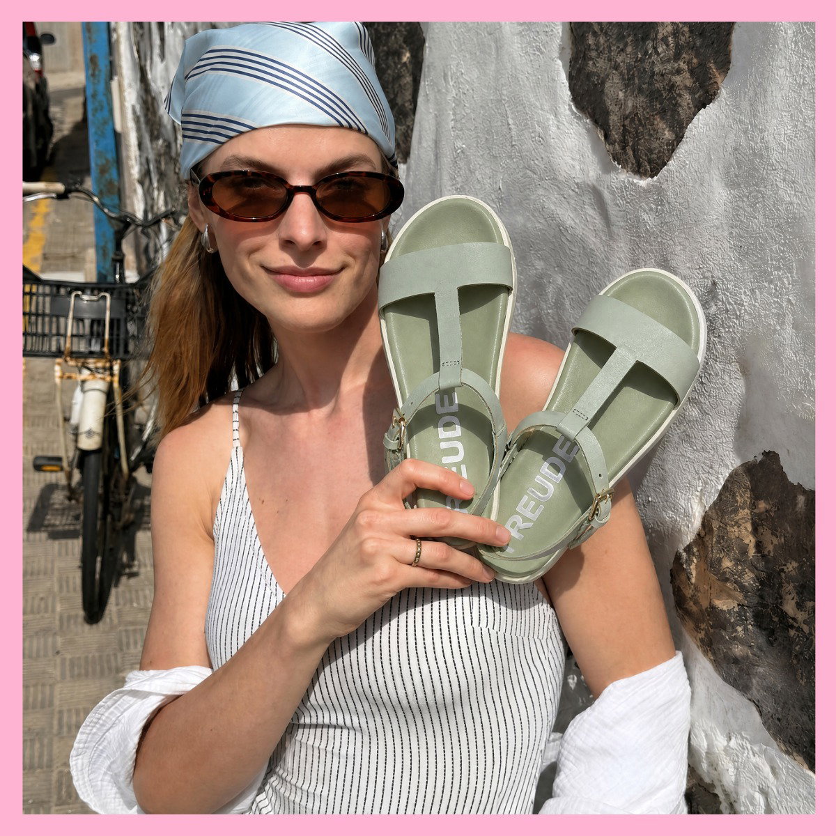 ARTE Mint Riemchensandale aus Rindsleder in Mint