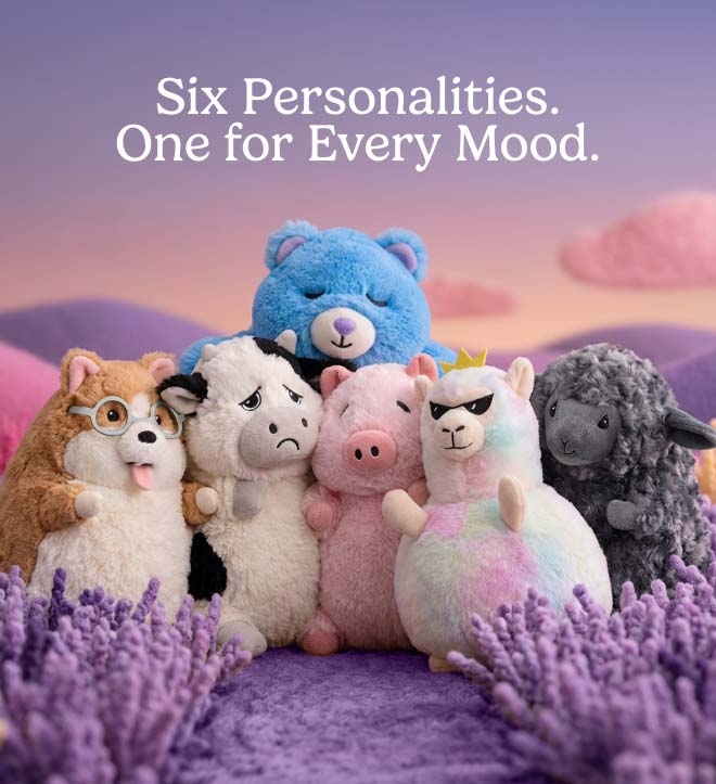 Feeling Fuzzy Warmies in a lavender field. Shop Now.