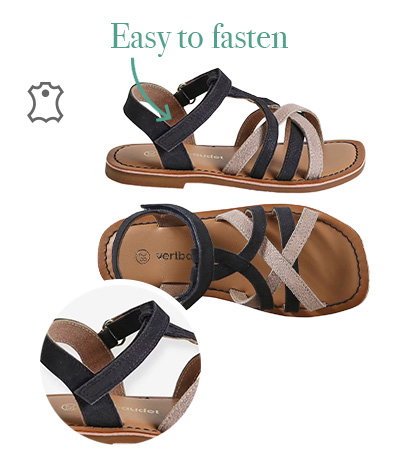 Hook-and-Loop Leather Sandals for Children - set blue