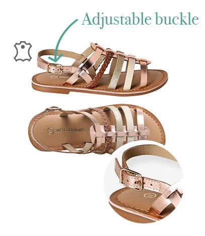 Multi-Strap Leather Sandals for Girls - gold