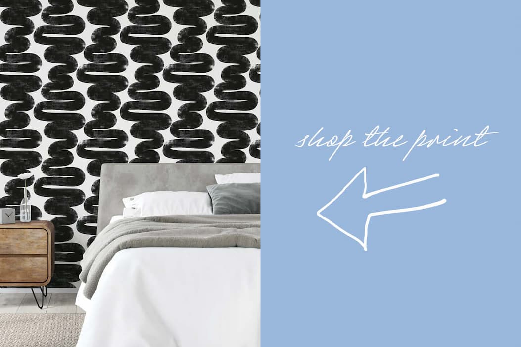 Image of Tempaper's Wiggle Room wallpaper with "Shop the Print"