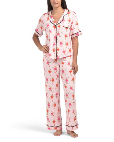 Giraffes On Point Pajama Set For Women, Spandex/Rayon