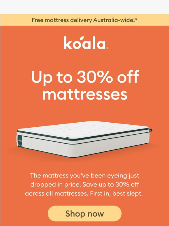 Up to 30% off mattresses + FREE Delivery 💸
