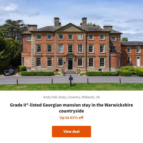 Grade II*-listed Georgian mansion stay in the Warwickshire countryside