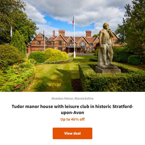 Tudor manor house with leisure club in historic Stratford-upon-Avon