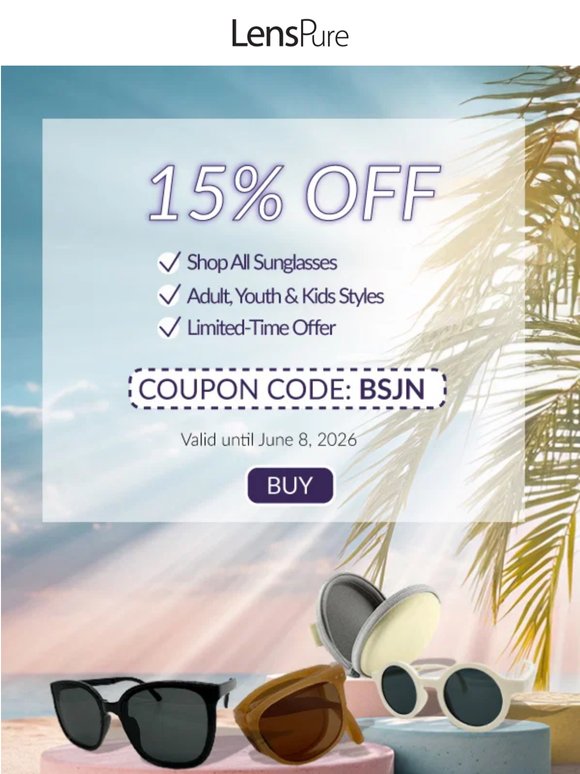 Shades for Everyone 😎 15% Off All Sunglasses